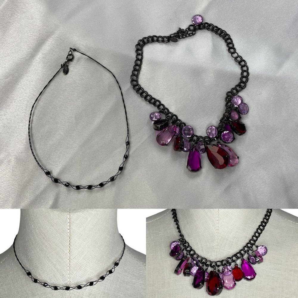 𝅺2 Express Dark Metal Necklaces Purple Tones Chucky Chocker